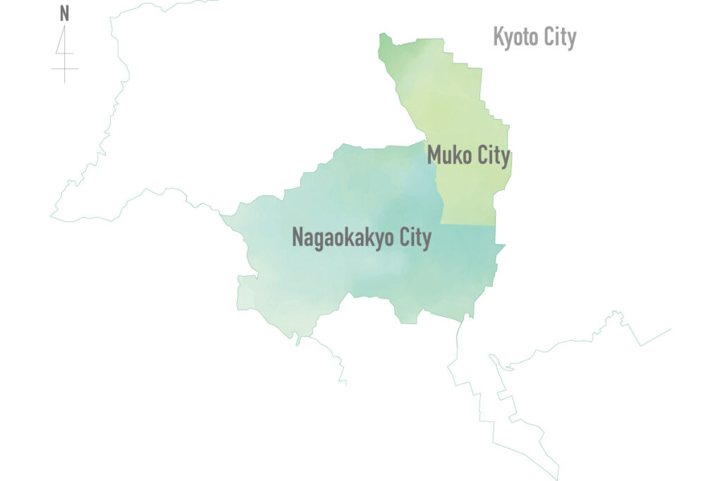 長岡京と向日市の地図