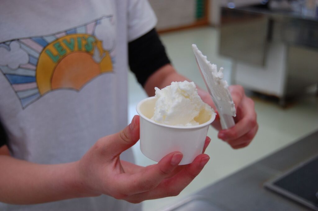 手作り体験教室のミルクジェラート風味のアイスクリーム