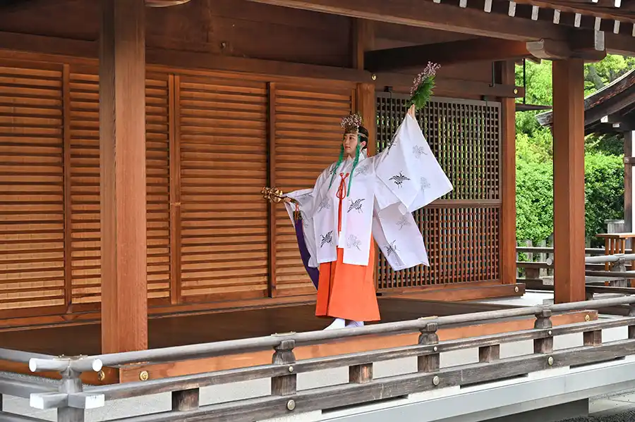 京都・城南宮のフジの神楽