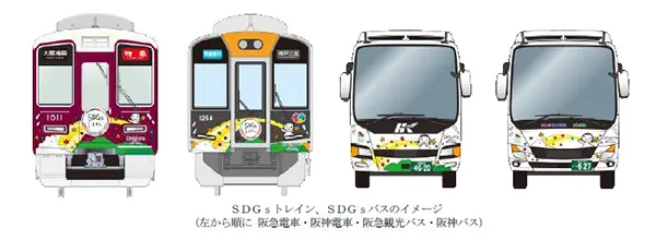 デザインがリニューアルされたSDGSトレイン・SDGSバスのイメージ