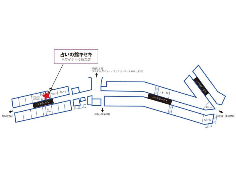 占いの館キセキホワイティ梅田店　場所