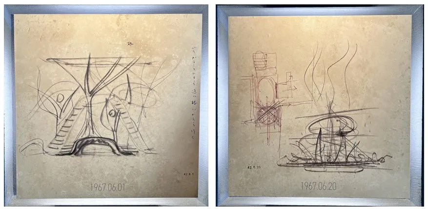 太陽の塔内部見学　岡本太郎スケッチ